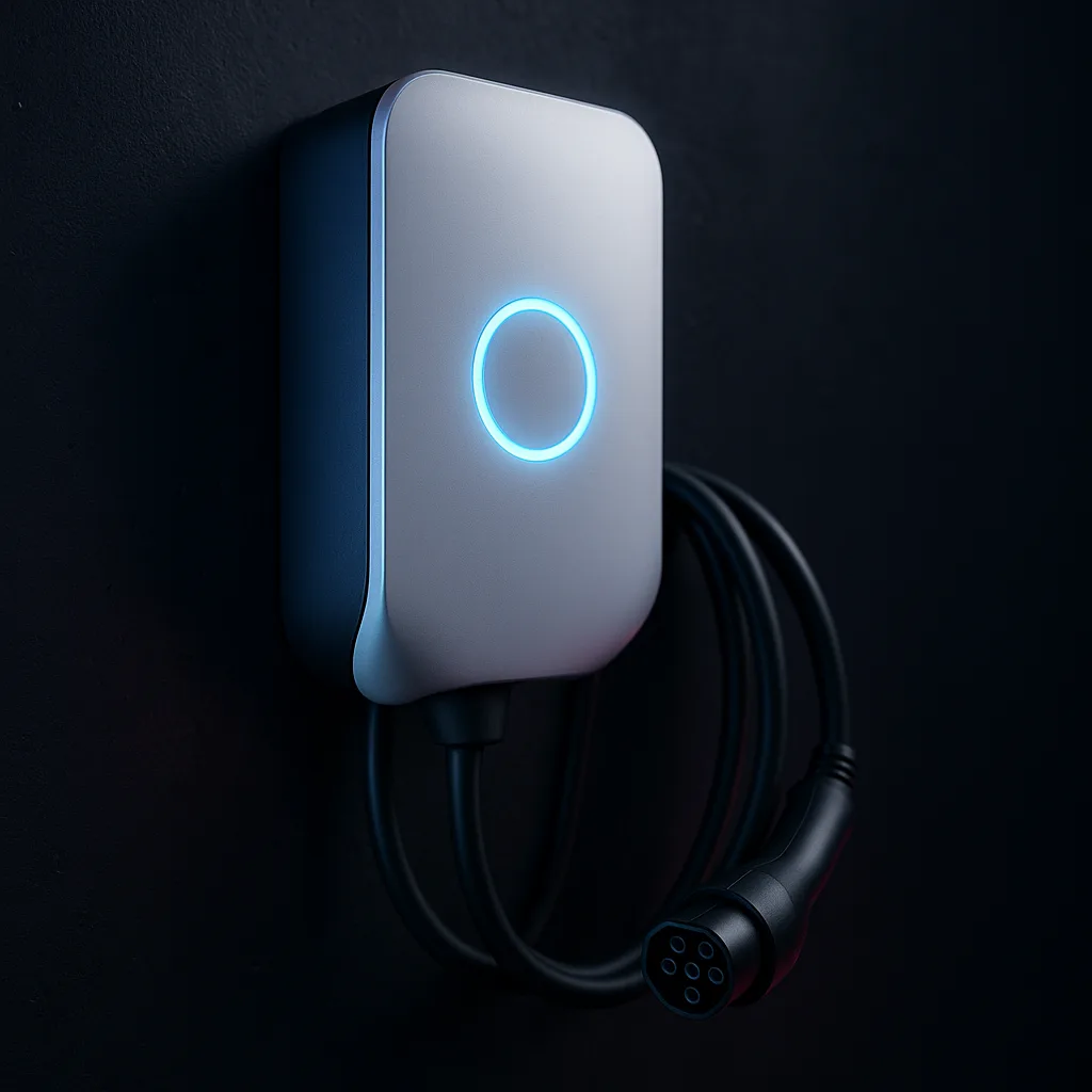 Carregador de parede branco minimalista com anel iluminado